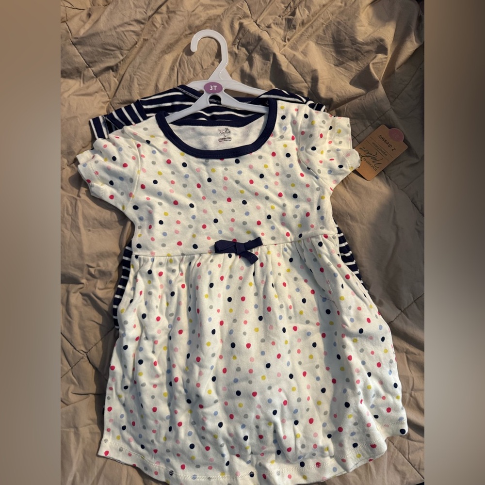 White and Blue Casual Sundresses with Crew Neck and Short Sleeves